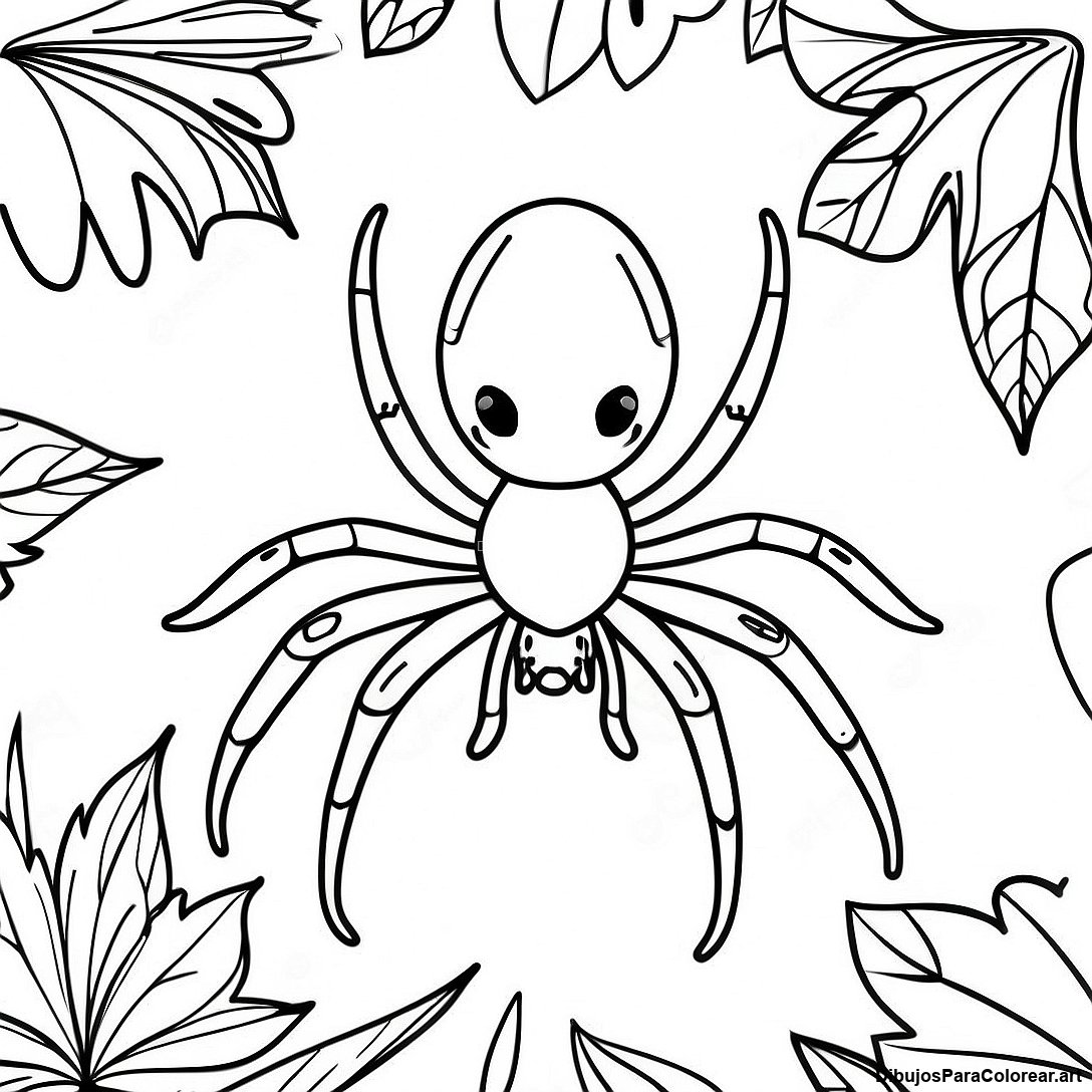Página para colorear imprimible gratis de Araña Realista En Una Hoja Página Para Colorear de la colección Animales — dibujo en blanco y negro para niños y adultos.