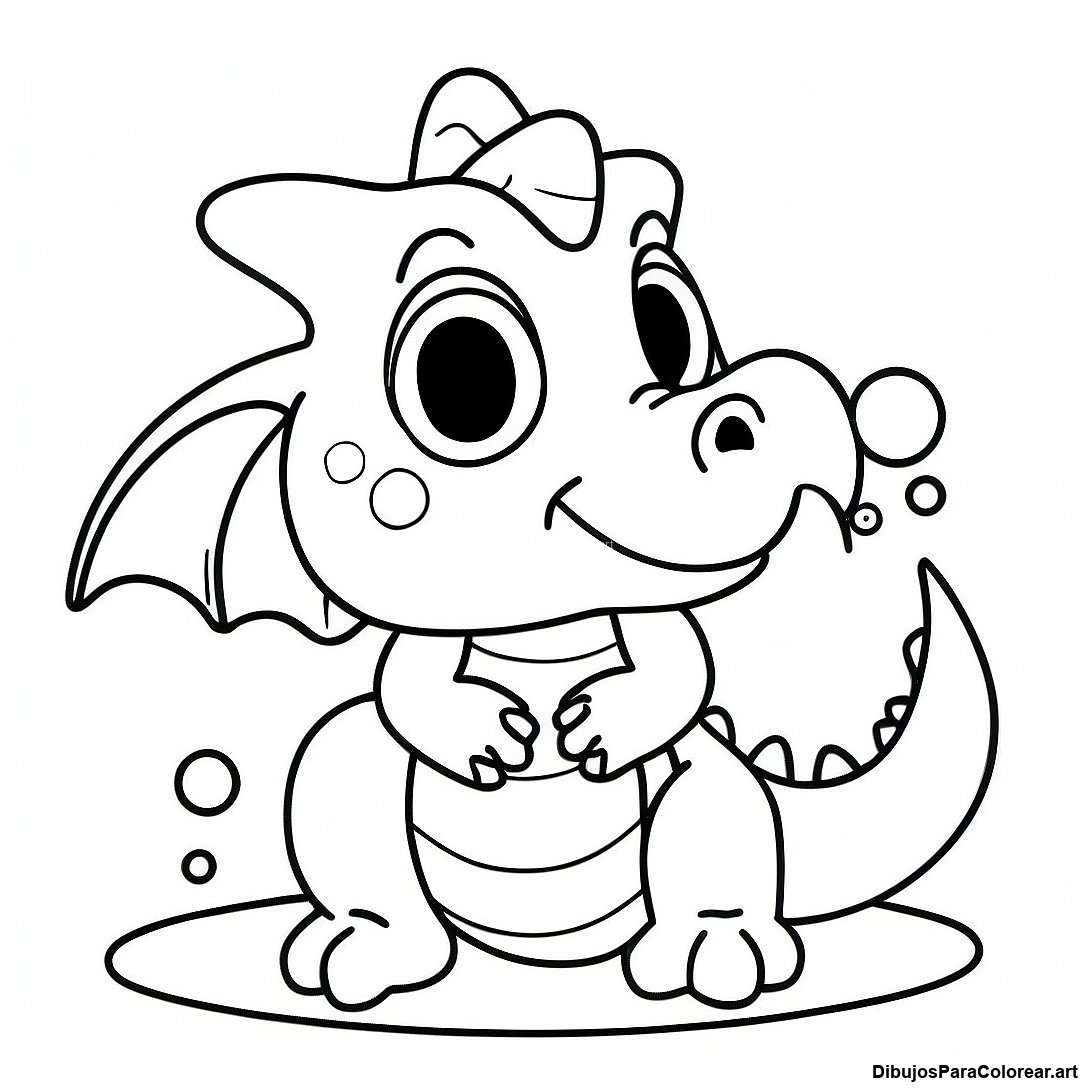 Dibujo Para Colorear De Un Dragon Bebe Jugueton Soplando Burbujas 119346 54332
