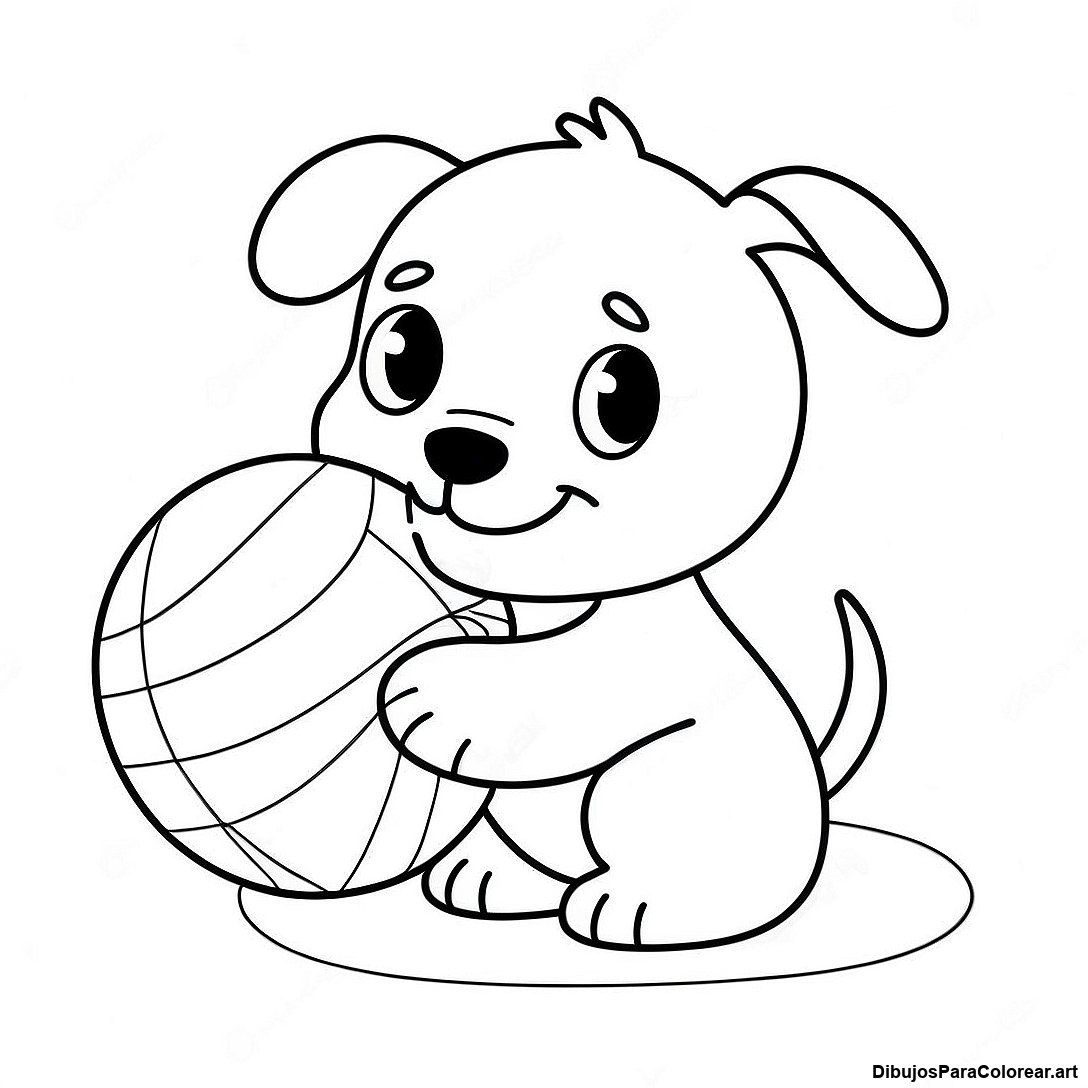 Pagina Para Colorear De Cachorro Adorable Jugando Con Una Pelota 77499 20109