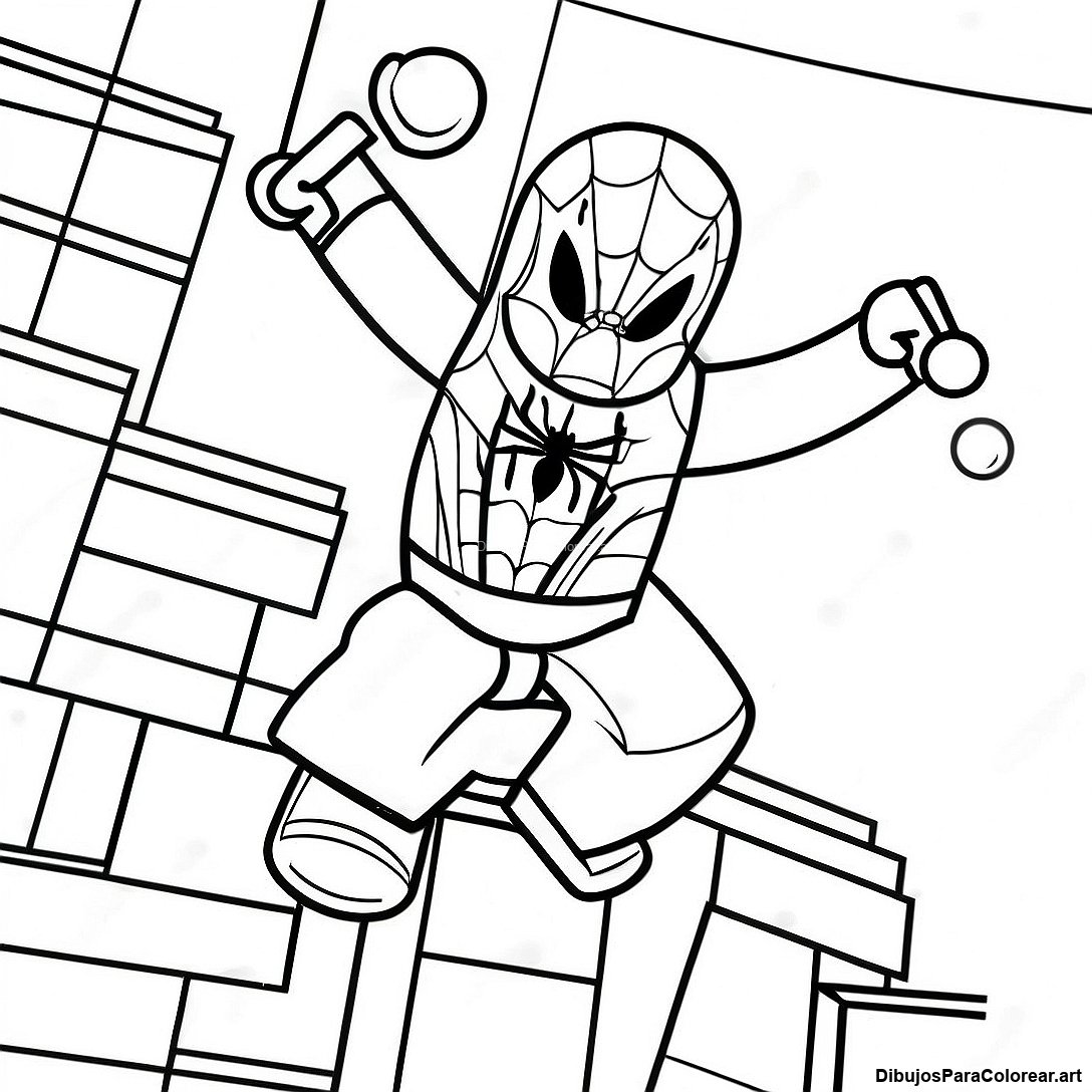 Pagina Para Colorear De Escena De Accion Dinamica De Spiderman Lego 102837 41002