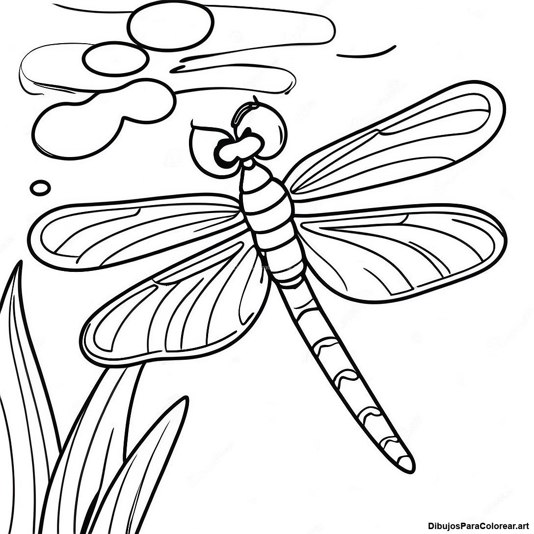 Pagina Para Colorear De La Libelula Majestuosa Volando Sobre El Agua 39732 8677