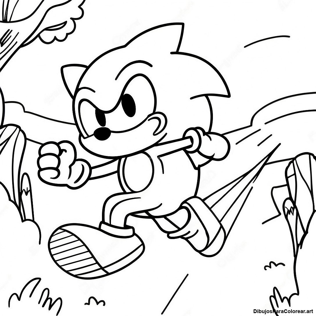 Pagina Para Colorear De Sonic Acelerando Por La Zona De Green Hill 79823 21908