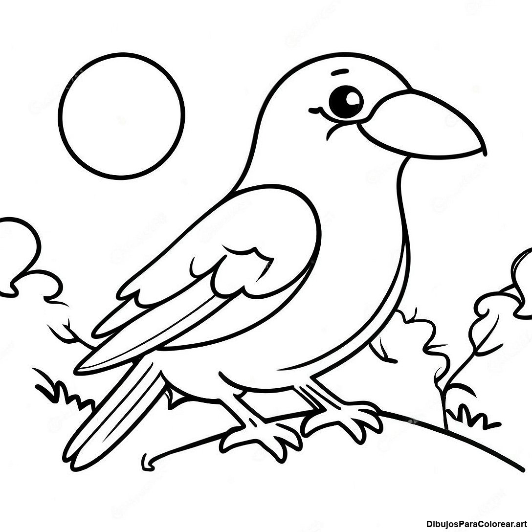 Pagina Para Colorear De Un Cuervo Misterioso A La Luz De La Luna 104228 42089