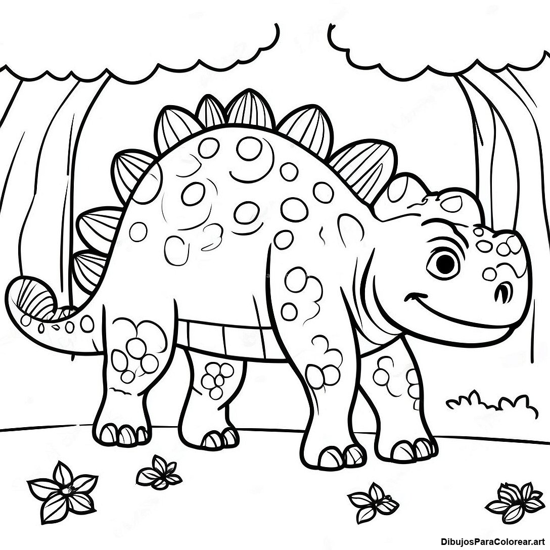 Pagina Para Colorear Del Anquilosaurio Realista En El Bosque 55256 12103