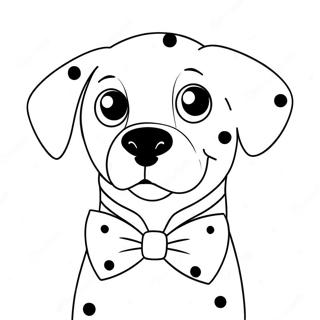 Pagina Para Colorear De Dalmata Adorable Con Pajarita 100039-38718