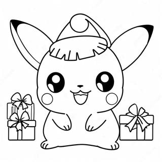 Pikachu Navideño Páginas Para Colorear