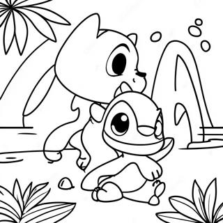 Lilo Y Stitch En Un Paraiso Tropical Pagina Para Colorear 1007-410