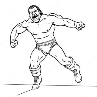 Pagina Para Colorear De Un Luchador De Wwe Colorido Saltando Sobre Un Oponente 101059-39509