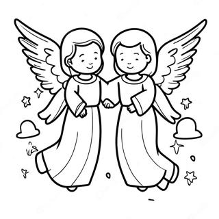 Pagina Para Colorear De Angeles En El Cielo 101114 39558