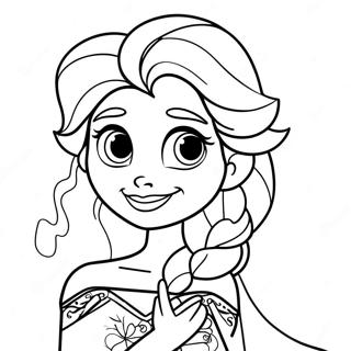 Pagina Para Colorear De Elsa De Frozen 2 Con El Pelo Suelto 101651-40074