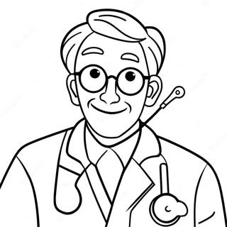 Pagina Para Colorear De Un Medico Amigable Con Estetoscopio 102115-40437