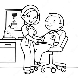 Pagina Para Colorear De Una Enfermera Feliz Ayudando A Un Paciente 102116 40443