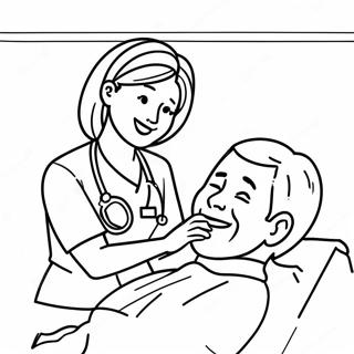 Pagina Para Colorear De Una Enfermera Feliz Ayudando A Un Paciente 102116 40444