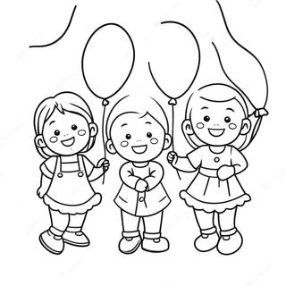 Pagina Para Colorear De Pequenos Felices Con Globos 102296-40582