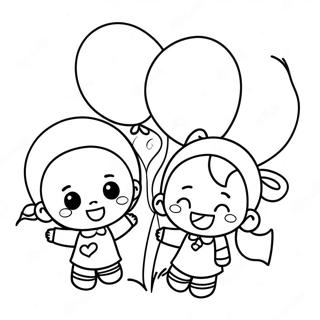 Pagina Para Colorear De Pequenos Felices Con Globos 102296-40583