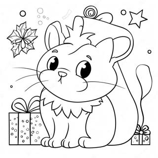 Pagina Para Colorear De Un Gato Navideno Festivo 102373-40643
