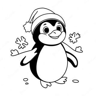 Pagina Para Colorear De Un Pinguino Navideno Alegre 102375-40650