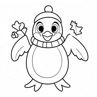 Pagina Para Colorear De Un Pinguino Navideno Alegre 102375-40651