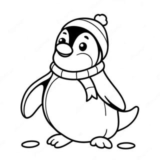 Pagina Para Colorear De Un Pinguino Navideno Alegre 102375-40652
