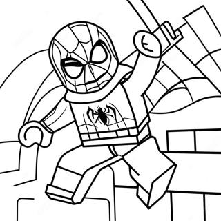Pagina Para Colorear De Escena De Accion Dinamica De Spiderman Lego 102837-41003