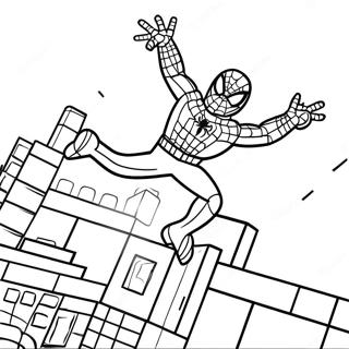Pagina Para Colorear De Escena De Accion Dinamica De Spiderman Lego 102837-41004