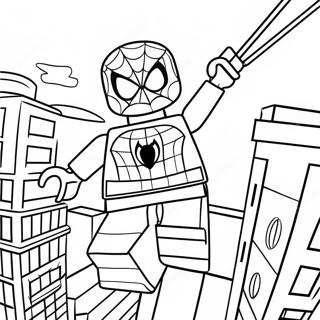 Pagina Para Colorear De Spiderman Lego Balanceandose Por La Ciudad 102838-41005
