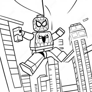 Pagina Para Colorear De Spiderman Lego Balanceandose Por La Ciudad 102838-41006