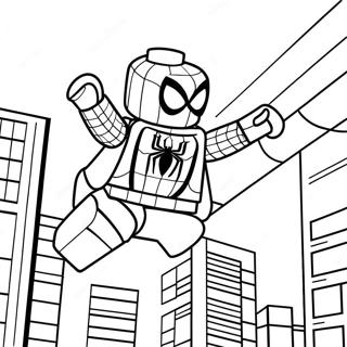 Pagina Para Colorear De Spiderman Lego Balanceandose Por La Ciudad 102838-41007