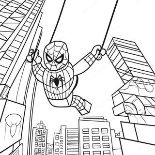 Pagina Para Colorear De Spiderman Lego Balanceandose Por La Ciudad 102838-41008