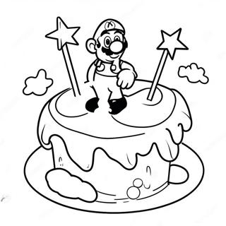 Pagina Para Colorear De La Colorida Tarta De Cumpleanos De Mario 103892-41817