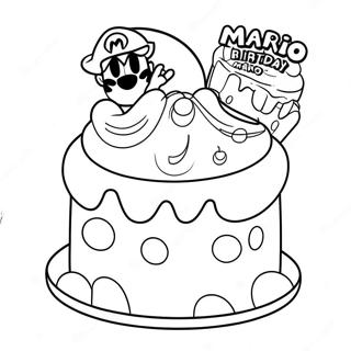 Pagina Para Colorear De La Colorida Tarta De Cumpleanos De Mario 103892-41820