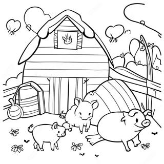 Pagina Para Colorear La Escena De La Granja De La Telarana De Charlotte 104304 42142