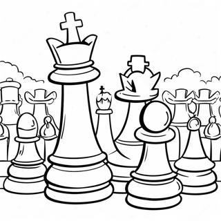 Pagina Para Colorear De Piezas De Ajedrez Gigantes En El Parque 104332 42169