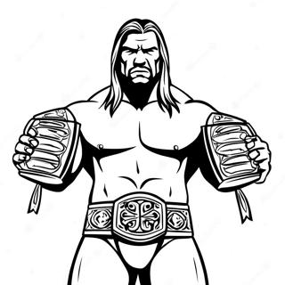 Pagina Para Colorear De Triple H Epico Sosteniendo Dos Cinturones 104356-42185