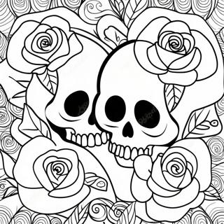 Calaveras Y Rosas De Amor Páginas Para Colorear