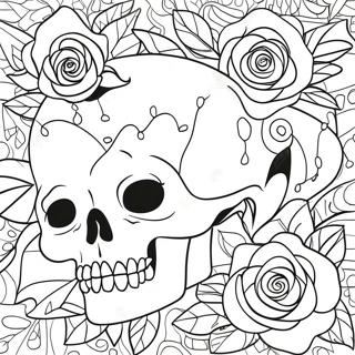 Pagina Para Colorear De Calaveras Y Rosas De Amor 104789-42514