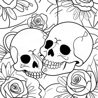 Pagina Para Colorear De Calaveras Y Rosas De Amor 104789-42515