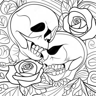 Pagina Para Colorear De Calaveras Y Rosas De Amor 104789-42516