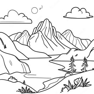 Pagina Para Colorear De Un Paisaje Montanoso Realista 105073-42733