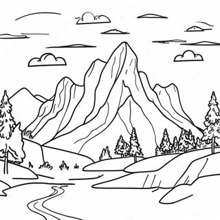 Pagina Para Colorear De Un Paisaje Montanoso Realista 105073-42735