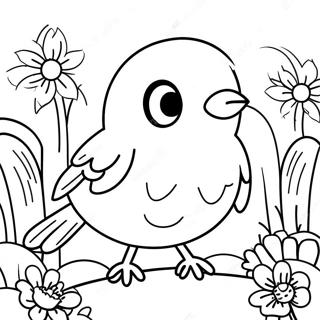 Pagina Para Colorear De Un Petirrojo Feliz En Primavera 105383 43000