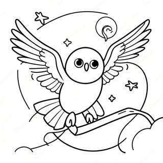 Pagina Para Colorear De Hedwig Volando Por El Cielo Nocturno 105872-43370