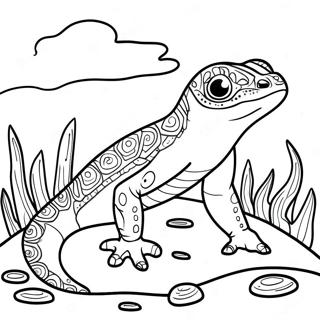 Pagina Para Colorear De Salamandra Detallada En Su Habitat 106131 43580