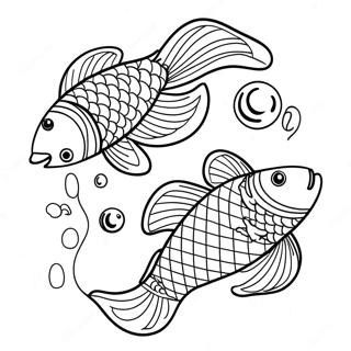 Pagina Para Colorear De Peces Koi Juguetones Nadando 107103-44329