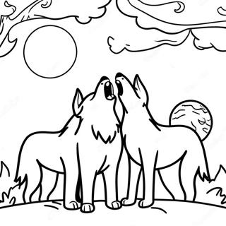 Pagina Para Colorear De Lobos Madereros Aullando Bajo La Luna 107463-44623
