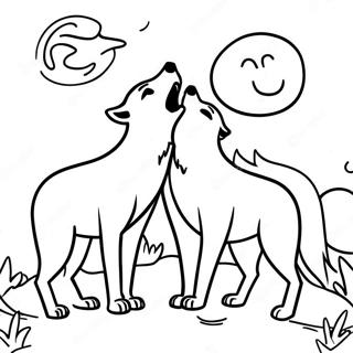 Pagina Para Colorear De Lobos Madereros Aullando Bajo La Luna 107463-44624