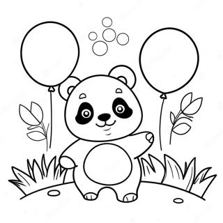 Pagina Para Colorear De La Linda Mimi Panda Con Globos 107538-44673