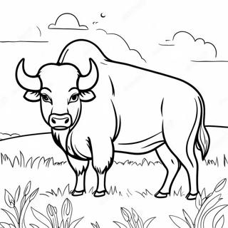 Pagina Para Colorear De Bufalo Majestuoso En Un Campo 107640 44755