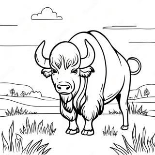 Pagina Para Colorear De Bufalo Majestuoso En Un Campo 107640 44756