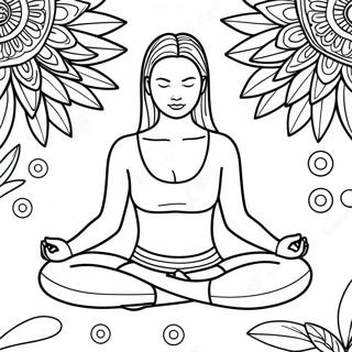 Pagina Para Colorear De Posturas De Yoga De Bienestar Calmante 107925-44988